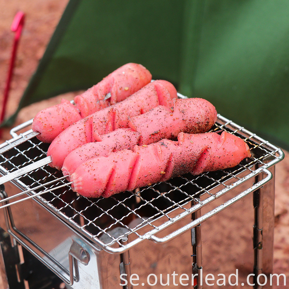 HS10R utomhus camping rostfritt stål bärbar BBQ spis fyrkantig form camping redskap liten mini party enkla ta grill